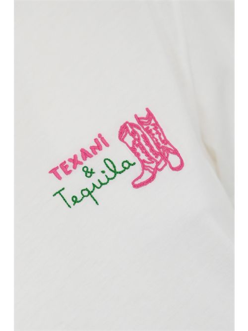 T-shirt Emilie in cotone con ricamo Texani e Tequila Mc2 Saint Barth | EMILIE06063H TEQUILA TEXANI 01N EMB